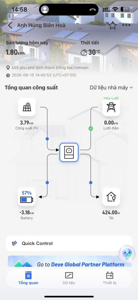 Điện mặt trời hộ kinh doanh 7 kW tại Biên Hòa do Nhật Hưng SOLAR thi công